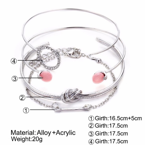 NEW!๐๐๐SILVERY PINK BRACELET BUNDLE OF 4!๐๐๐ - Picture 5 of 8